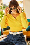 Front and Back V-Neck Cropped Knit Sweater