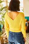 Front and Back V-Neck Cropped Knit Sweater