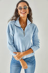 Zip-Up High Neck Brushed Sweater