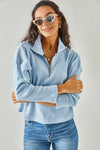 Zip-Up High Neck Brushed Sweater