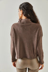 Zip-Up High Neck Brushed Sweater