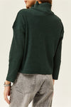 Zip-Up High Neck Brushed Sweater