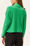 Zip-Up High Neck Brushed Sweater