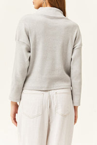 Zip-Up High Neck Brushed Sweater
