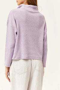Zip-Up High Neck Brushed Sweater