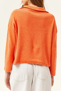 Zip-Up High Neck Brushed Sweater