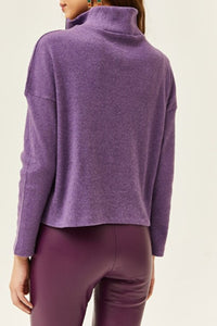 Zip-Up High Neck Brushed Sweater