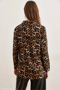 Leopard Print Draped Viscose Shirt