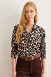 Leopard Print Draped Viscose Shirt