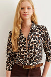 Leopard Print Draped Viscose Shirt