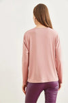 Crew Neck Draped Batwing Viscose Blouse