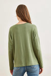 Crew Neck Draped Batwing Viscose Blouse