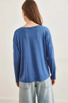 Crew Neck Draped Batwing Viscose Blouse