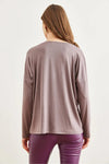 Crew Neck Draped Batwing Viscose Blouse