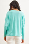 Crew Neck Draped Batwing Viscose Blouse