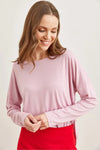 Crew Neck Draped Batwing Viscose Blouse