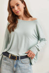 Crew Neck Draped Batwing Viscose Blouse