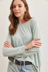 Crew Neck Draped Batwing Viscose Blouse