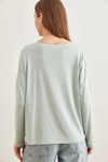 Crew Neck Draped Batwing Viscose Blouse