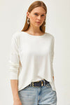 Crew Neck Draped Batwing Viscose Blouse