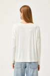Crew Neck Draped Batwing Viscose Blouse