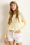 Crew Neck Draped Batwing Viscose Blouse