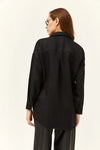 Sequin-Embellished Wool-Effect Oversized Winter Shirt