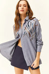 Sequin-Embellished Wool-Effect Oversized Winter Shirt