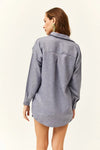 Sequin-Embellished Wool-Effect Oversized Winter Shirt