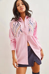 Sequin-Embellished Wool-Effect Oversized Winter Shirt