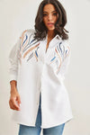 Sequin-Embellished Wool-Effect Oversized Winter Shirt
