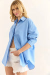 Oversized Poplin Shirt with Hidden Placket