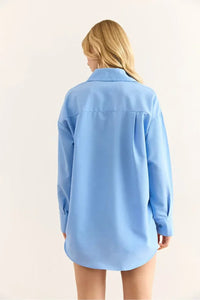 Oversized Poplin Shirt with Hidden Placket