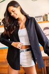 Oversized Poplin Shirt with Hidden Placket