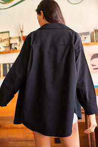 Oversized Poplin Shirt with Hidden Placket