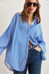Oversized Poplin Shirt with Hidden Placket