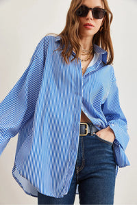 Oversized Poplin Shirt with Hidden Placket