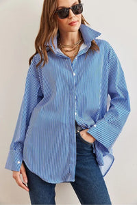 Oversized Poplin Shirt with Hidden Placket