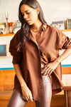 Oversized Poplin Shirt with Hidden Placket