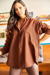 Oversized Poplin Shirt with Hidden Placket
