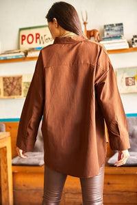 Oversized Poplin Shirt with Hidden Placket