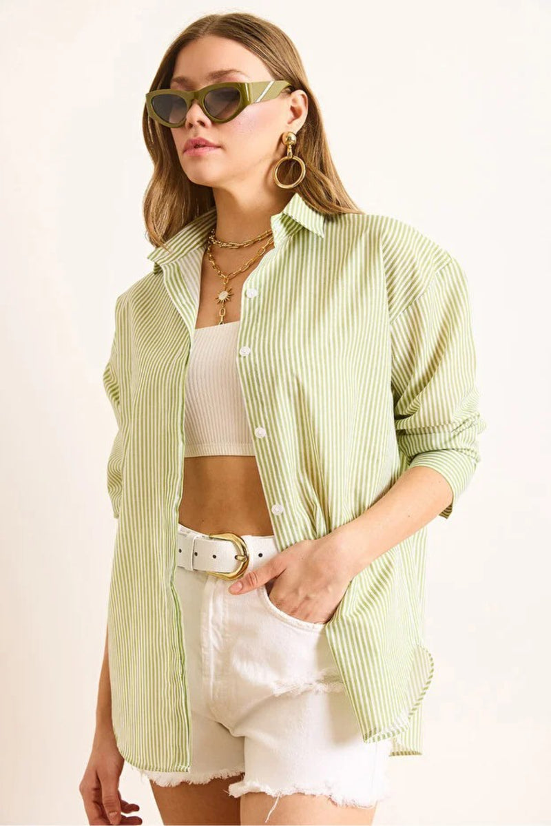 Oversized Poplin Shirt with Hidden Placket