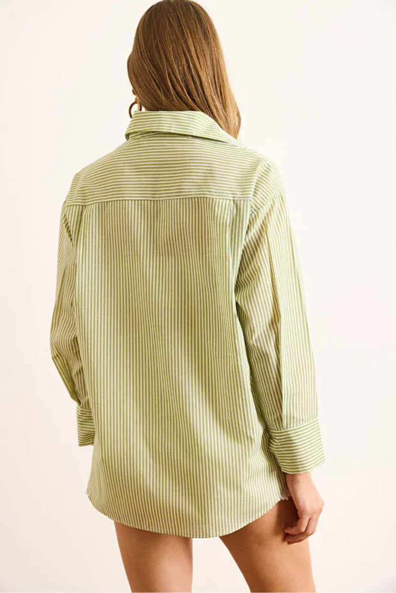 Oversized Poplin Shirt with Hidden Placket