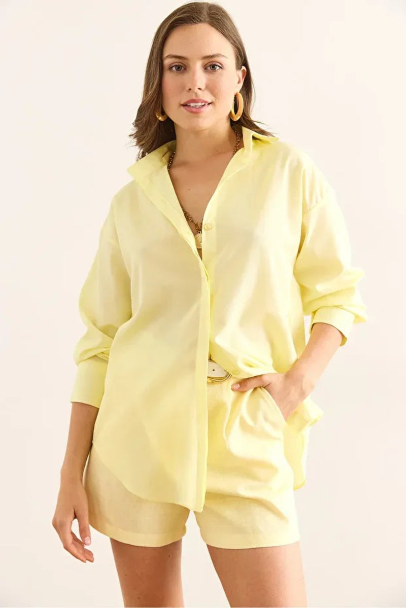 Oversized Poplin Shirt with Hidden Placket