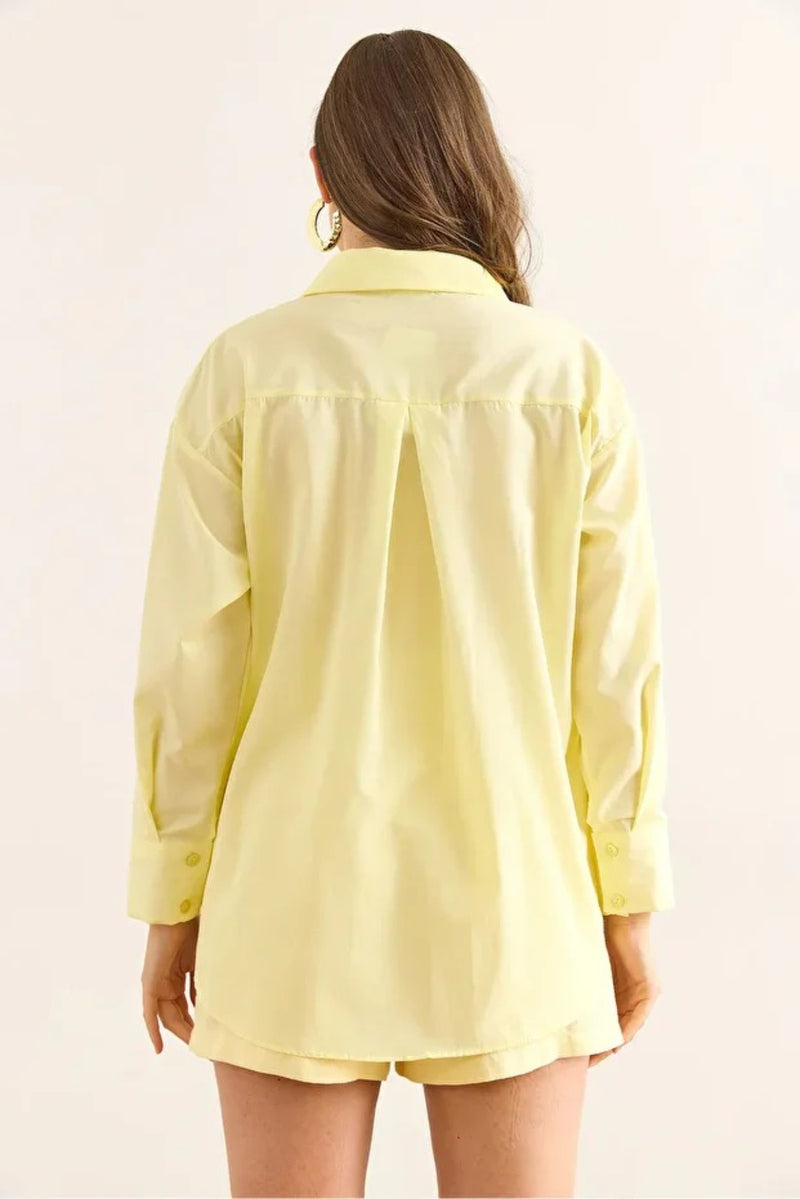 Oversized Poplin Shirt with Hidden Placket