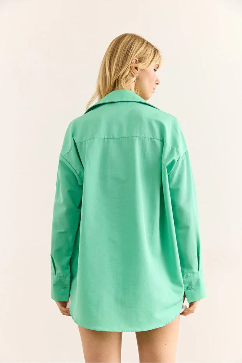 Oversized Poplin Shirt with Hidden Placket
