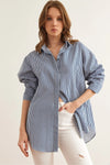 Oversized Poplin Shirt with Hidden Placket