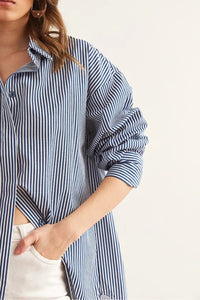 Oversized Poplin Shirt with Hidden Placket