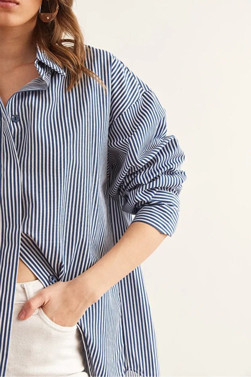 Oversized Poplin Shirt with Hidden Placket