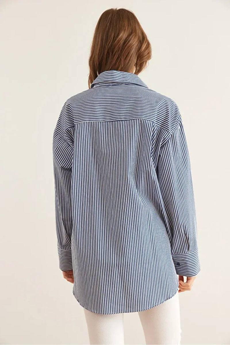 Oversized Poplin Shirt with Hidden Placket